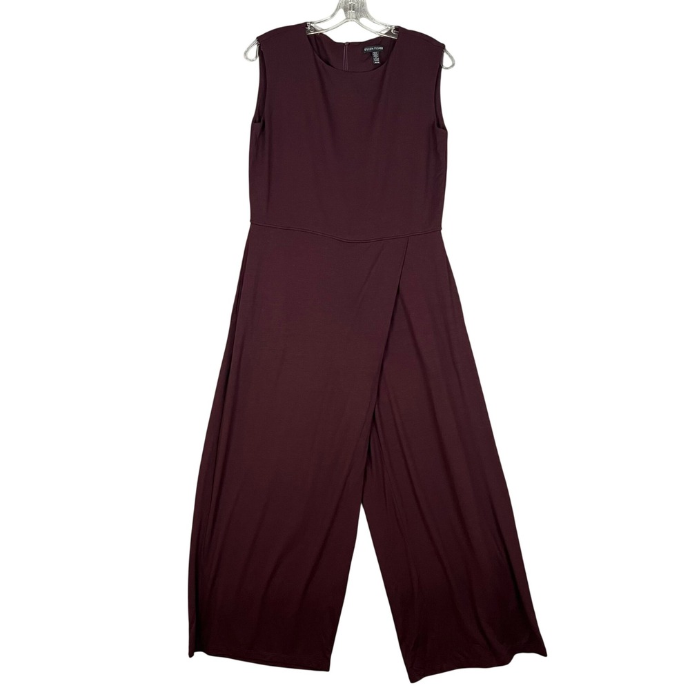 Eileen Fisher Wide Leg Sleeveless Jumpsuit Womens XS‎ Burgundy Lightweight